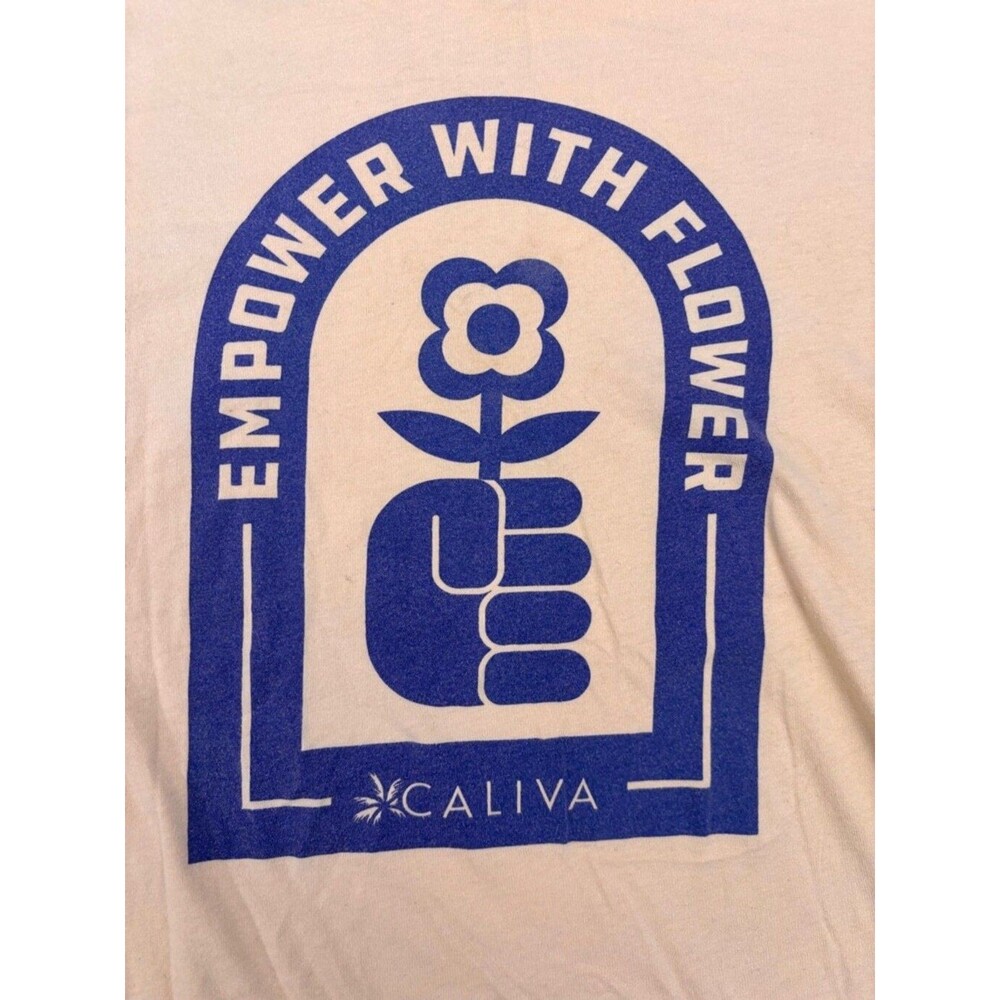 Empower with Flower T-shirt Men's Next Level Apparel  Size L Beige Blue Graphic
